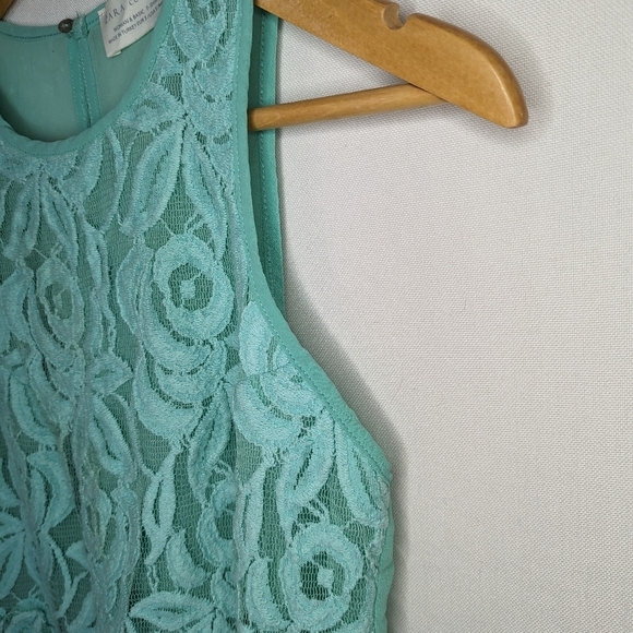 Zara Blue Lace Sheer Back Tank Top Small - Picture 3 of 10